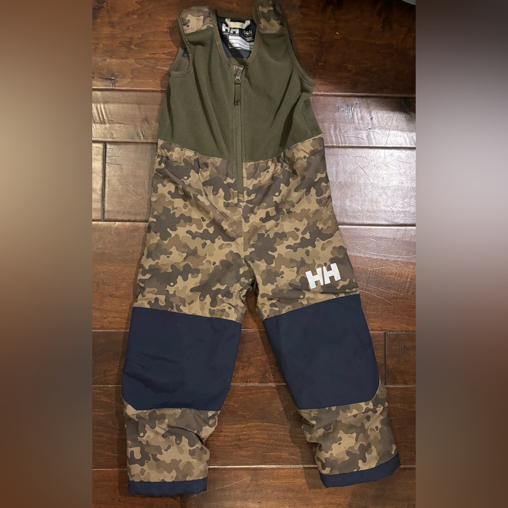 Helly Hansen Kids Camo Overalls with Navy Accents